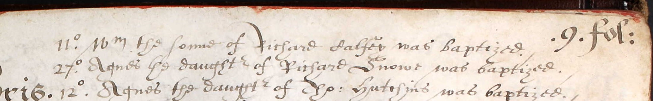 Baptism record of Agnes Snowe