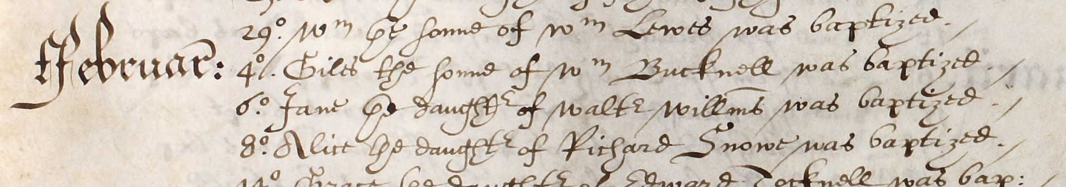 Baptismal record of Alice Snowe