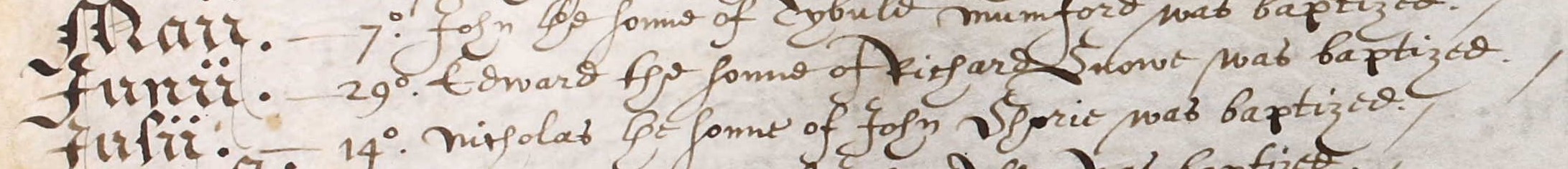 Baptismal record of Edward Snowe