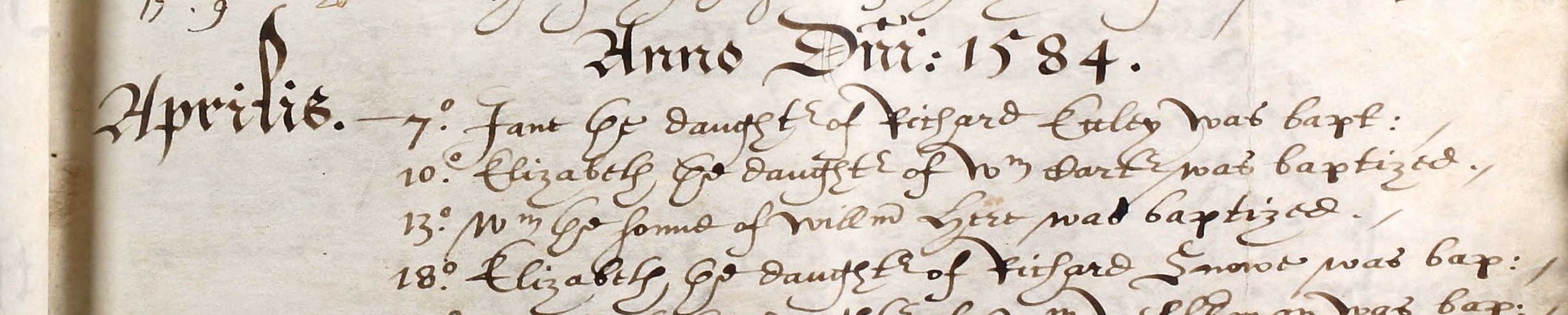 Baptismal record of Elizabeth Snowe