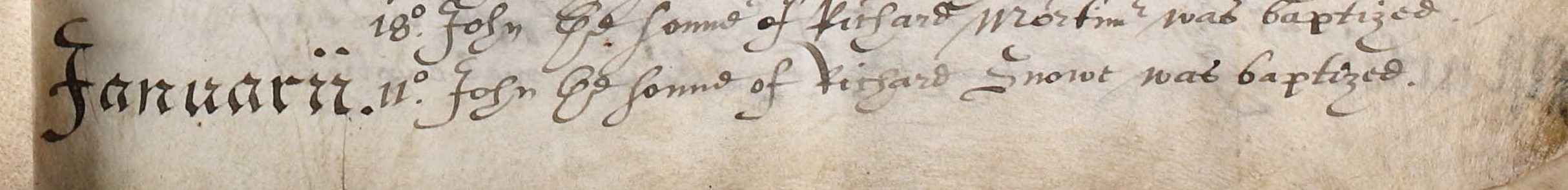 Baptism record of John Snowe