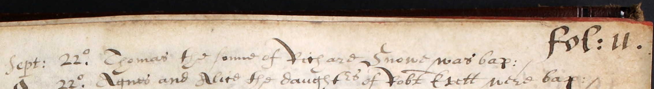 Baptism record of Thomas Snowe