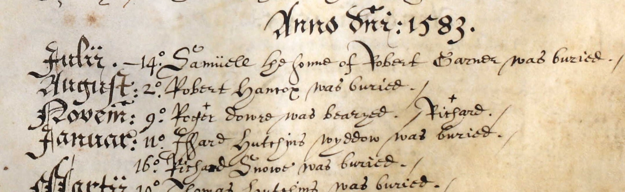 Burial record of Richard Snowe