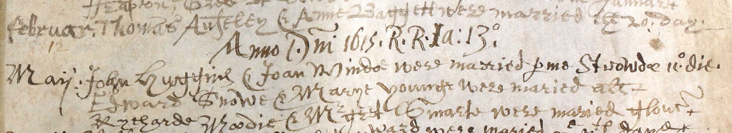 Marriage record of Edward Snowe and Marye Younge