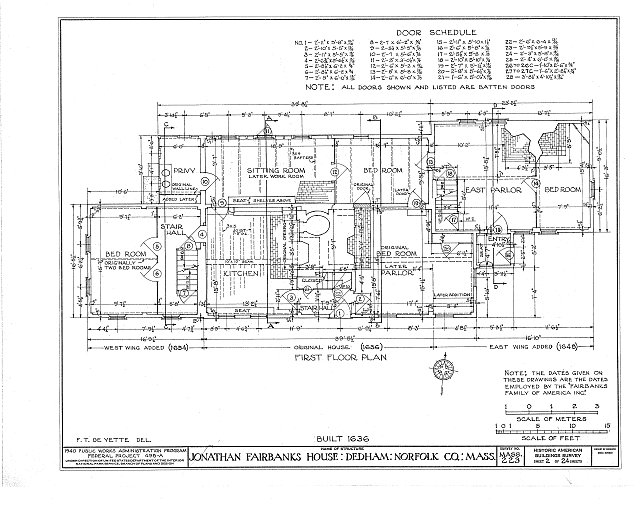 Diagram of the first floor of the Fairbanks House