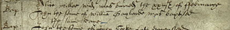 Baptism record of John Gaylarde