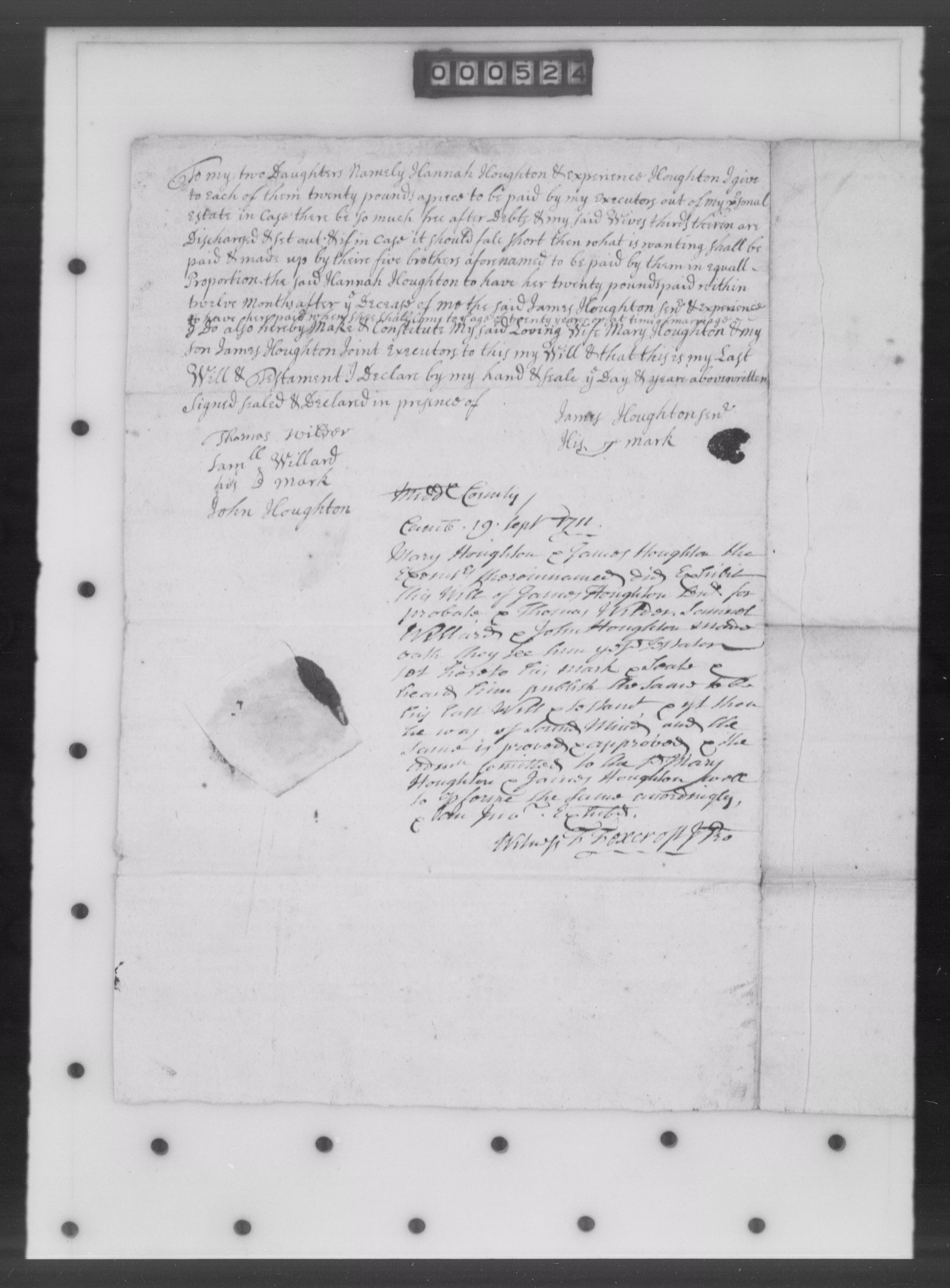 Will of James Houghton, page 1