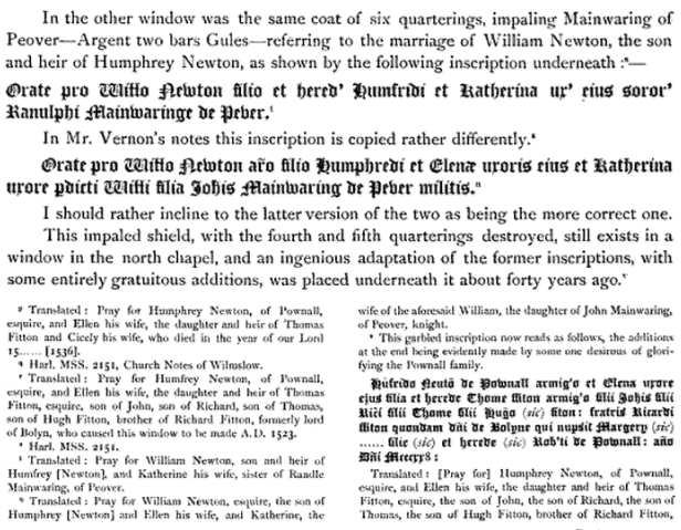 Information about a window in Wilmslow church