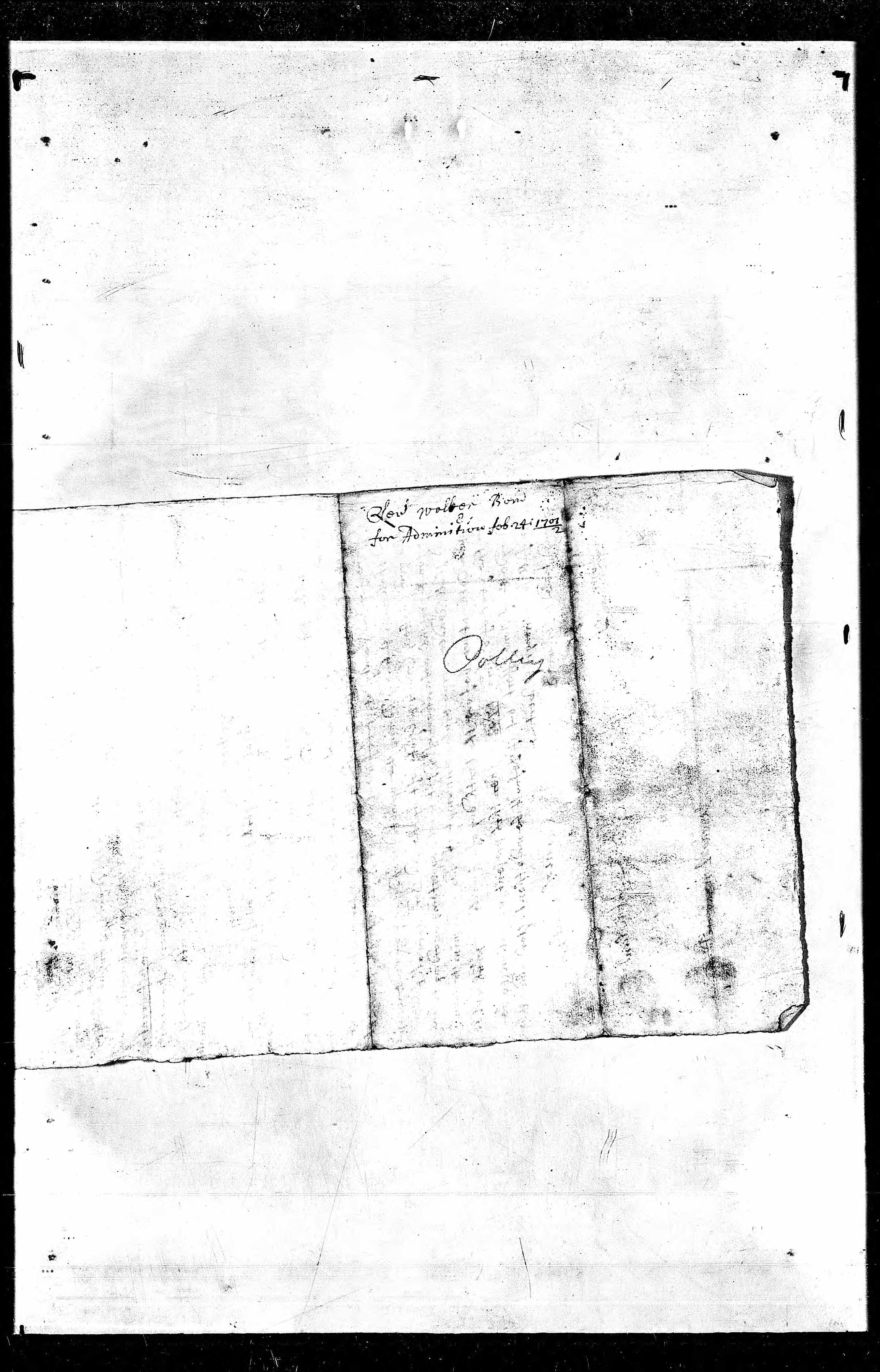 Probate records of Jane Polley, page 1