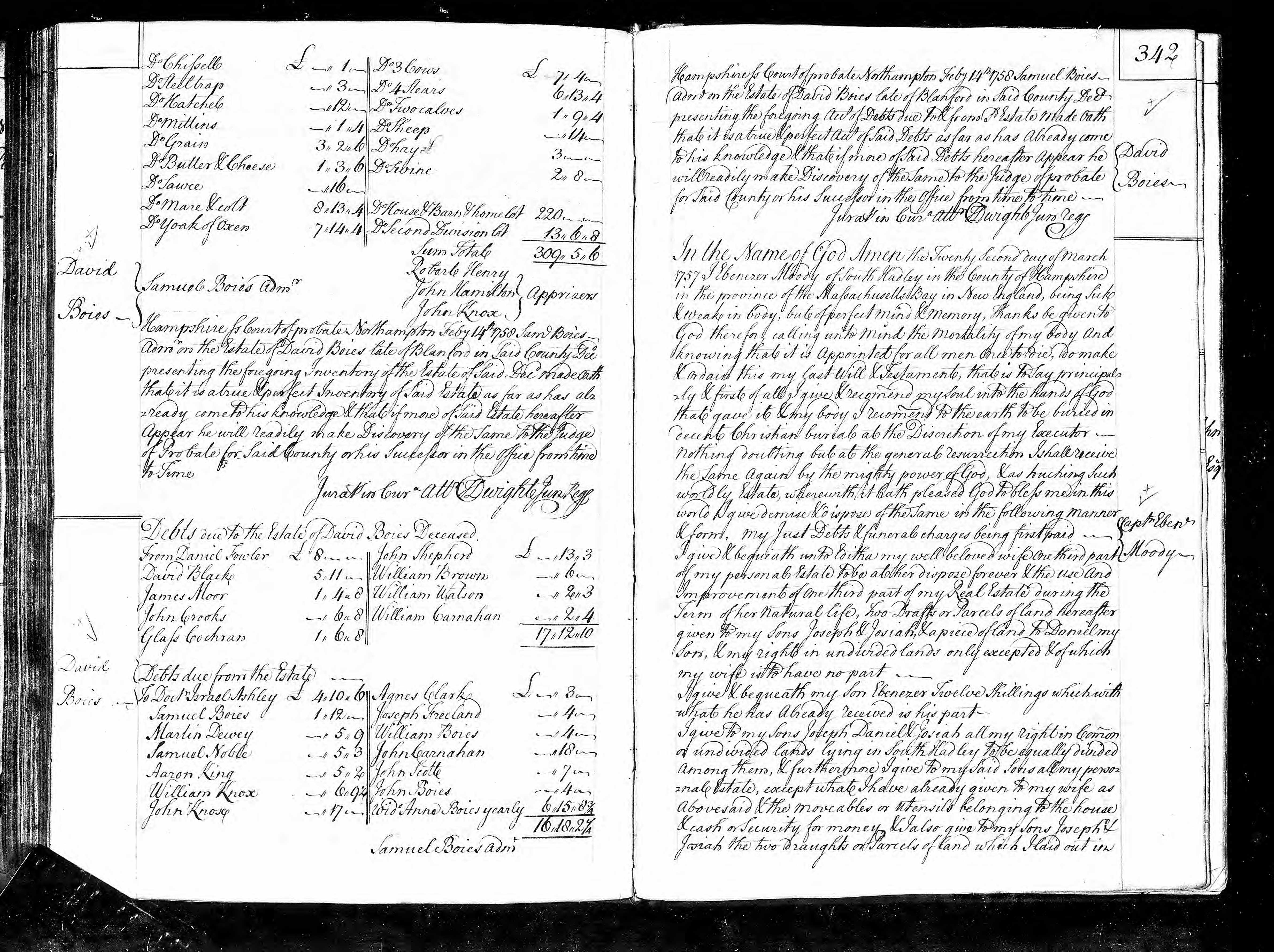 Will of Ebenezer Moody, part 1 of 2