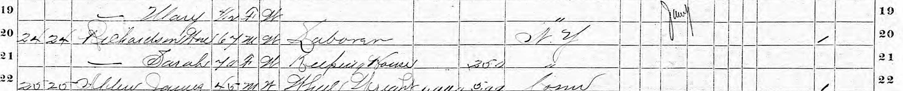 Household of William Richardson in 1870