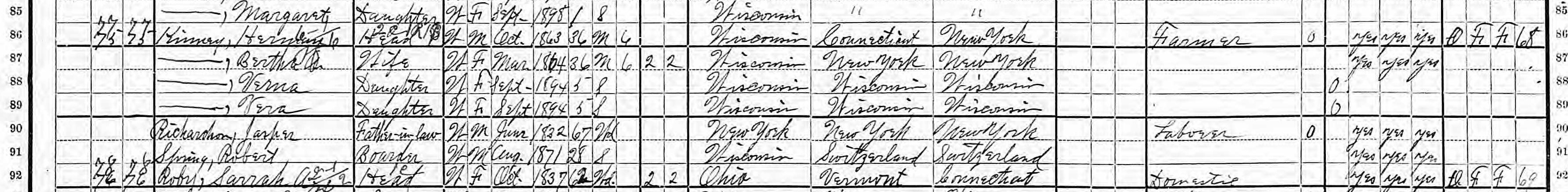 Household of Herman Kinney in 1900