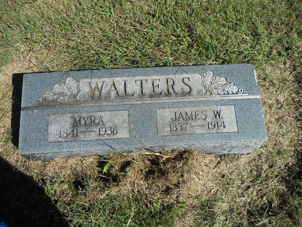 Gravestone of James W. and Myra Walters