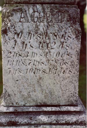 Ages of the children on the Aaron Smith monument