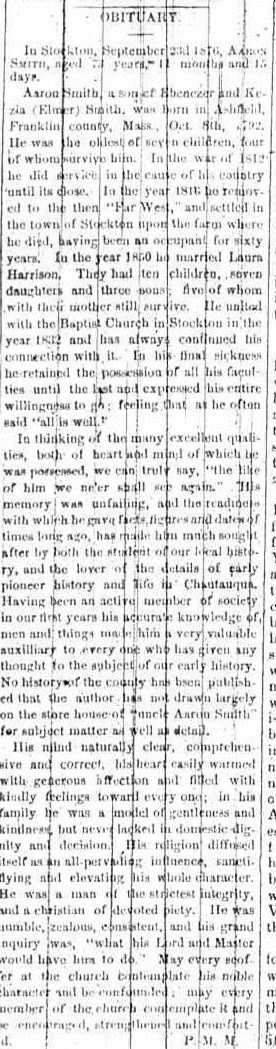Obituary of Aaron Smith