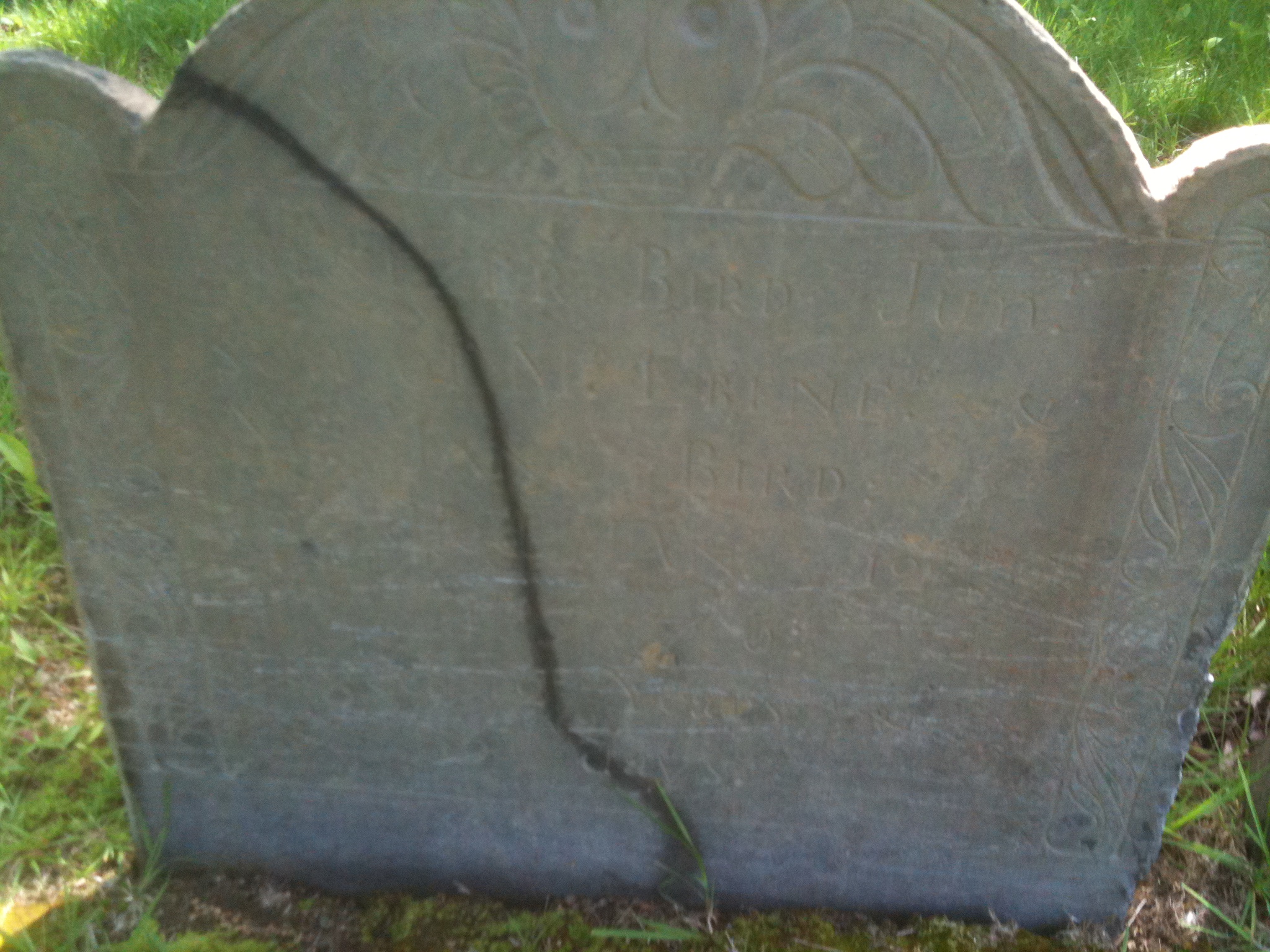 Gravestone of Ebenezer Bird Junior, son of Ebenezer and Jane