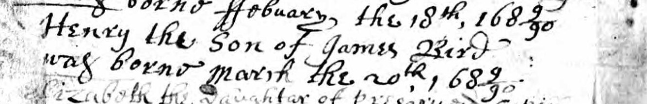 Birth record of Henry Bird