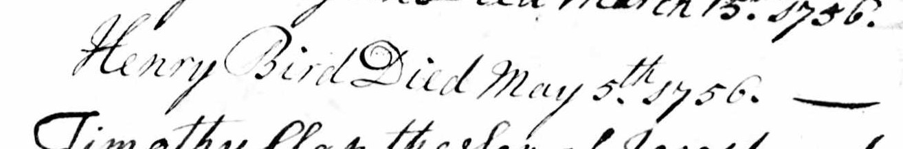 Death record of Henry Bird