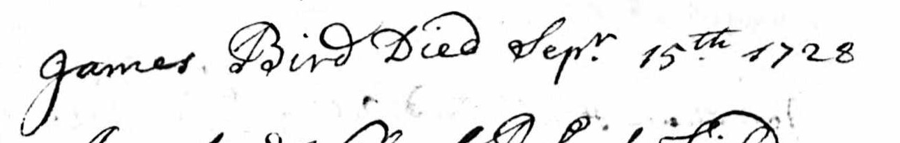 Death record of James Bird