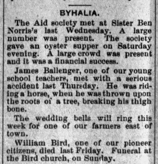 Mention of the death of William Bird