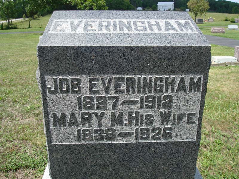 Gravestone of Job and Mary M. Everingham