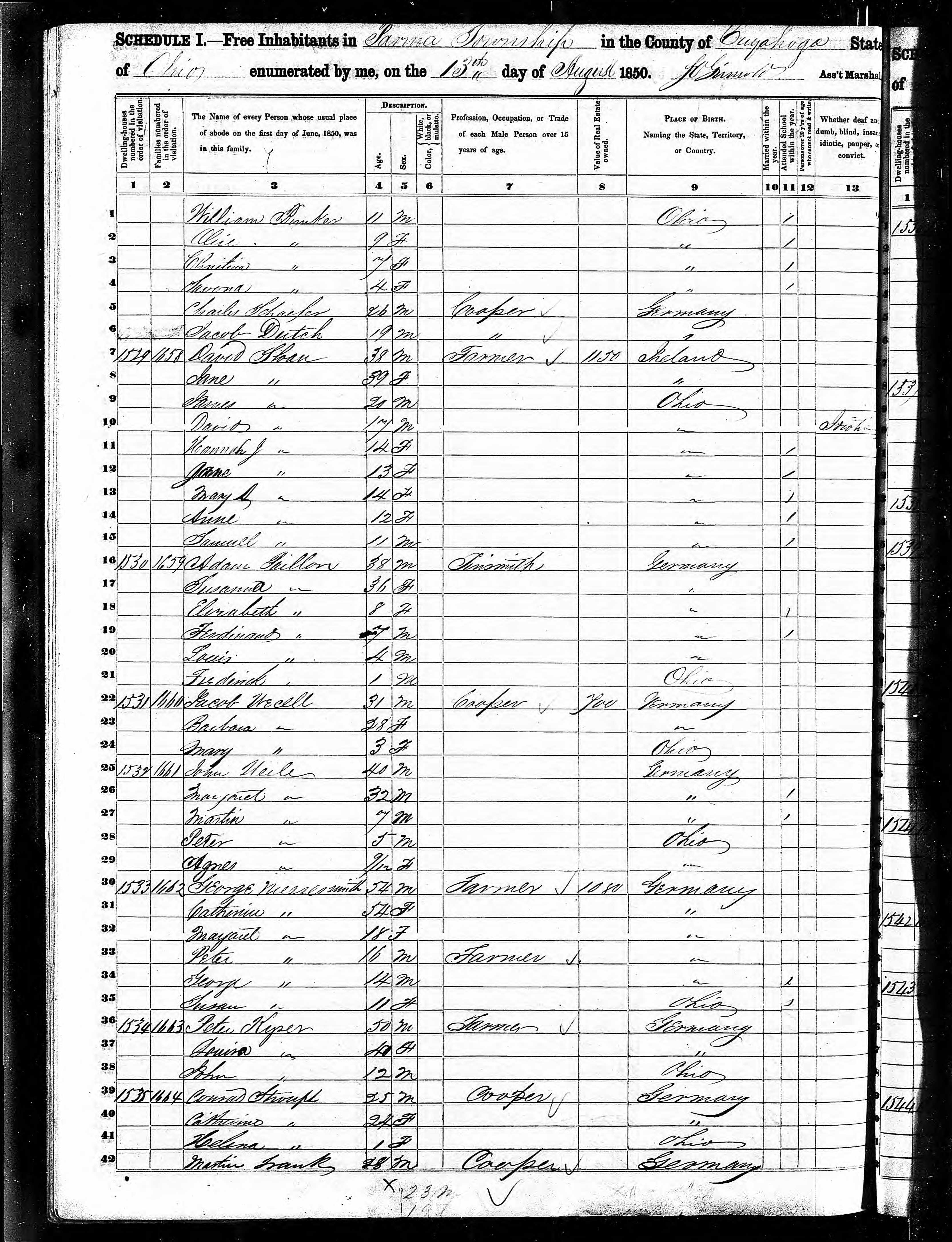 Nancy Bunker household in 1850, continued