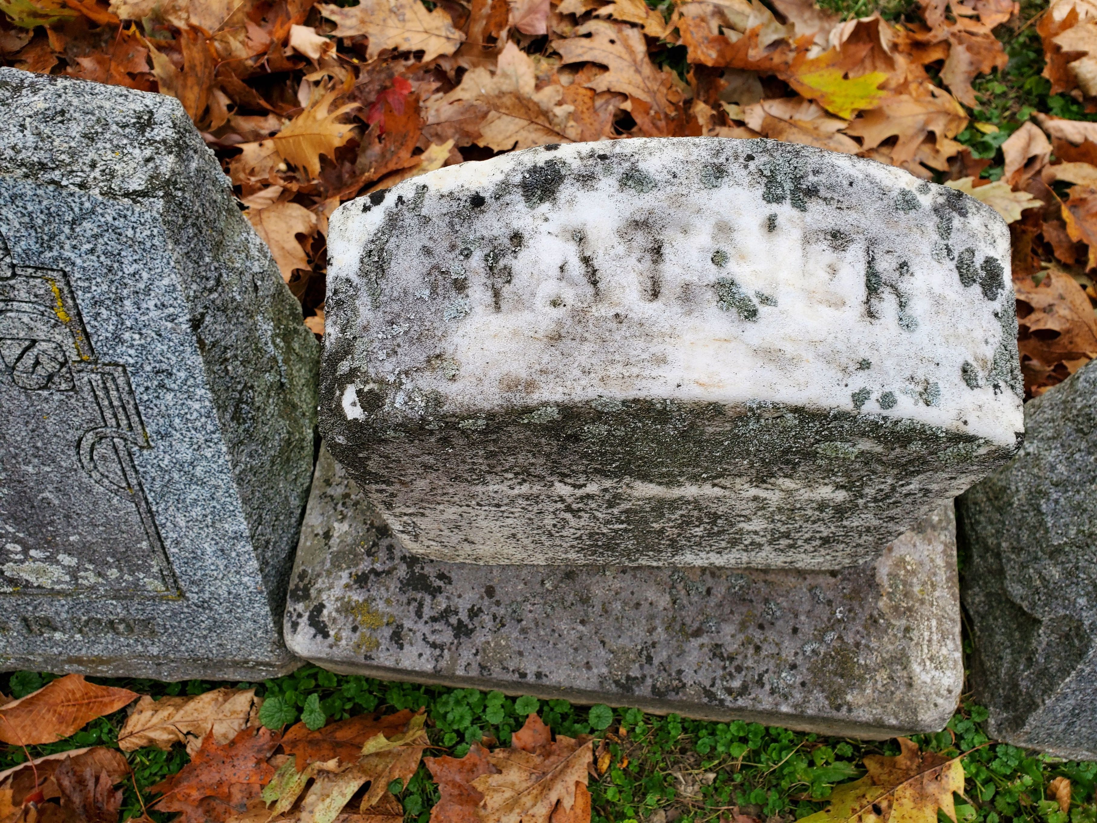 Top of gravestone of James Bunker