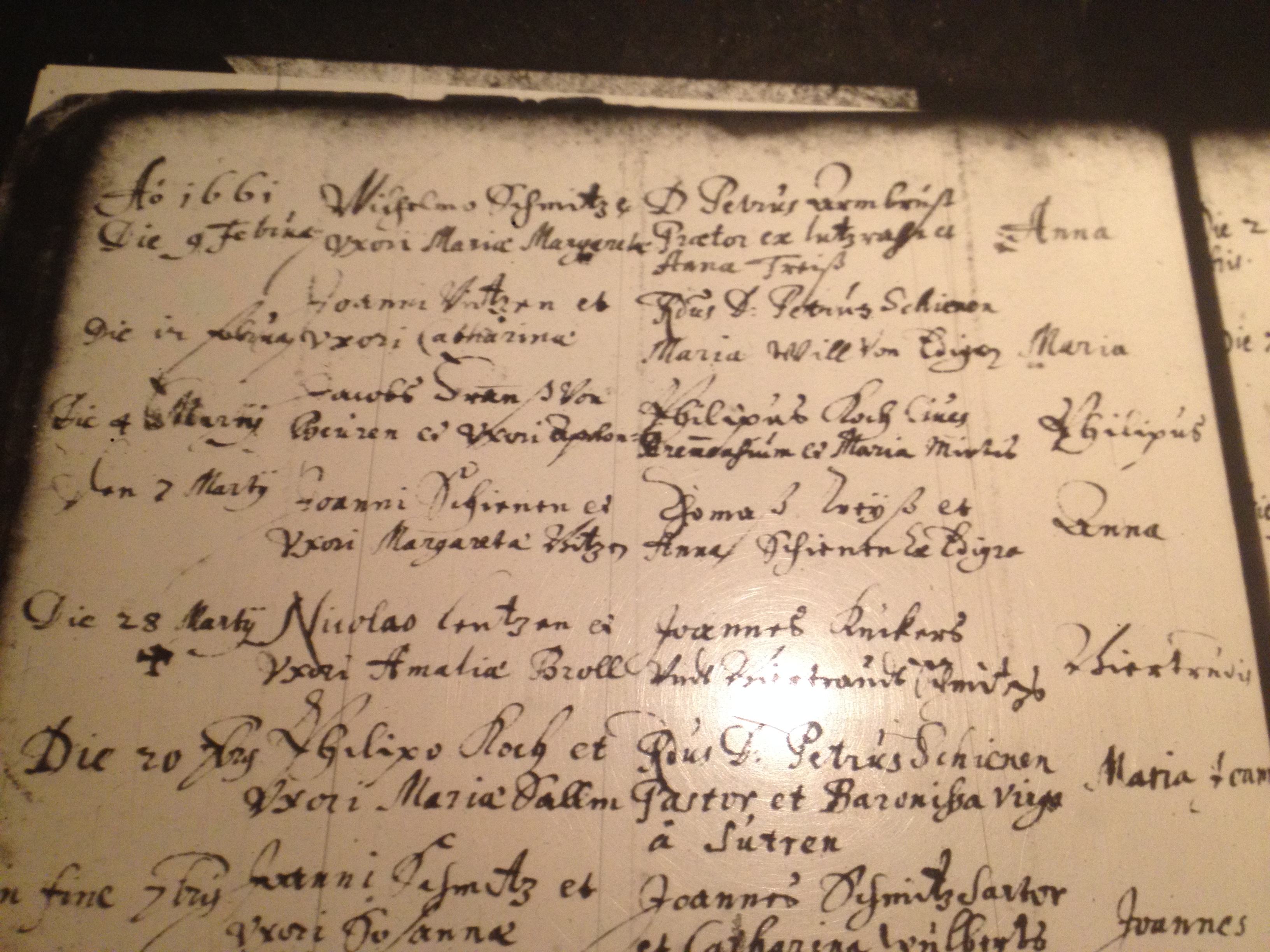 Christening record of Anna Schienen