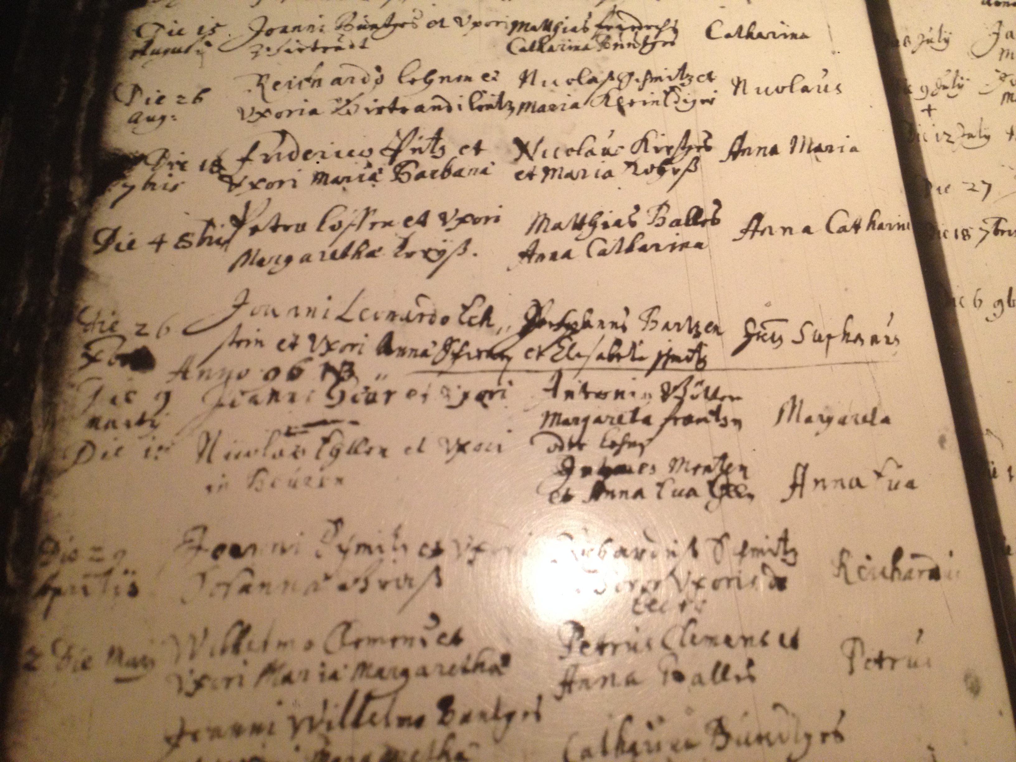 Christening record of Johann Stephan Eckstein