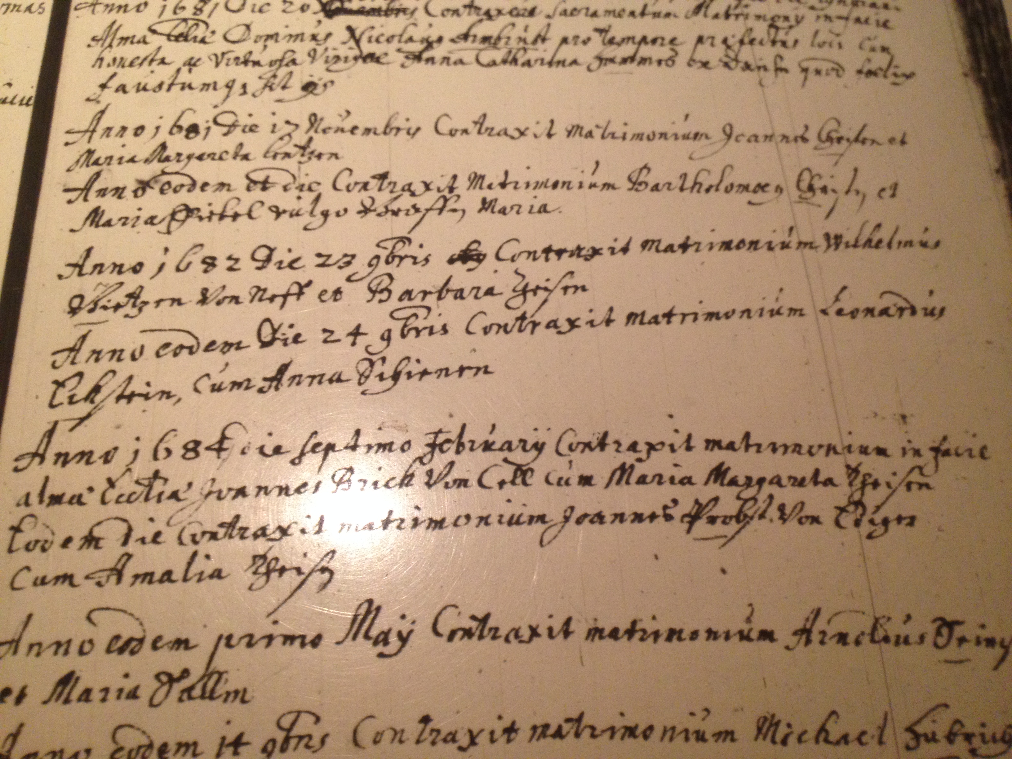 Marriage record of Leonhard Eckstein and Anna Schienen