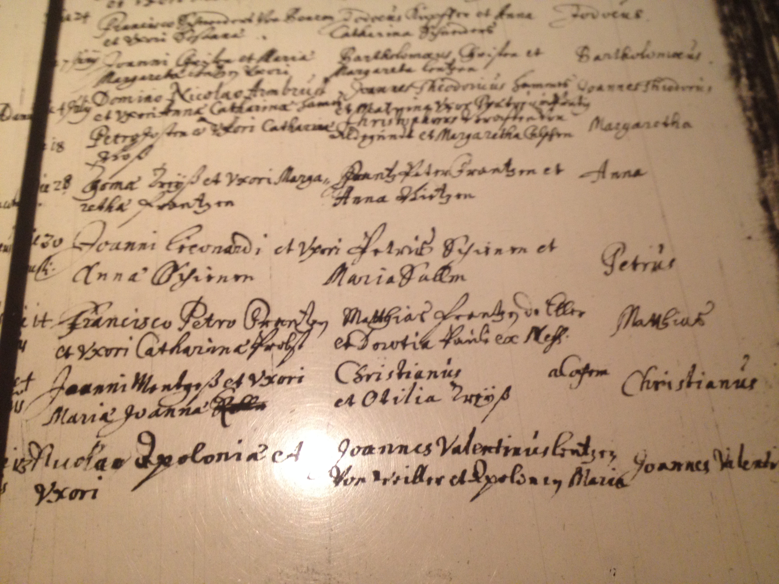 Christening record of Peter Eckstein