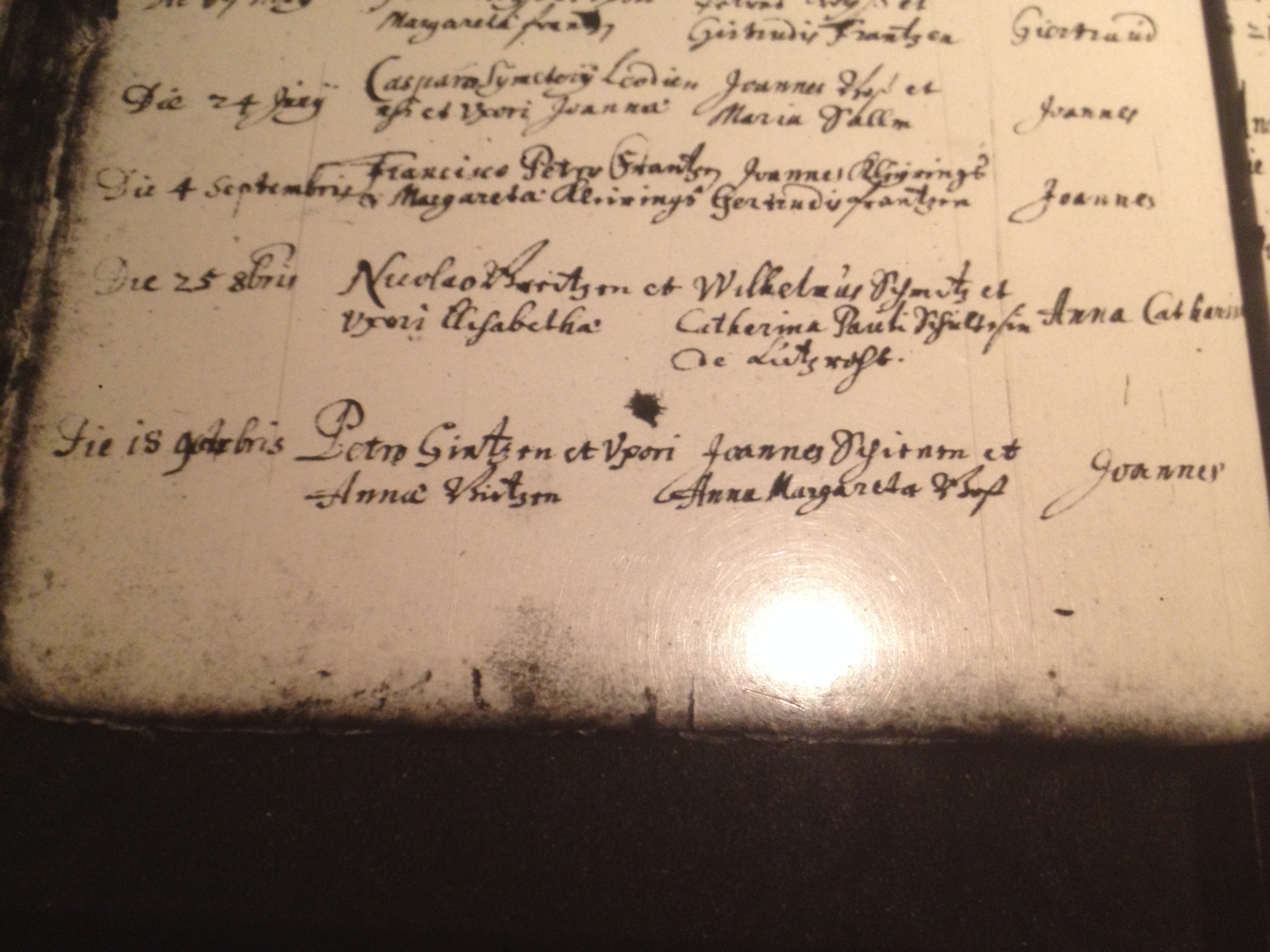 Christening record of Joannes Gietzen