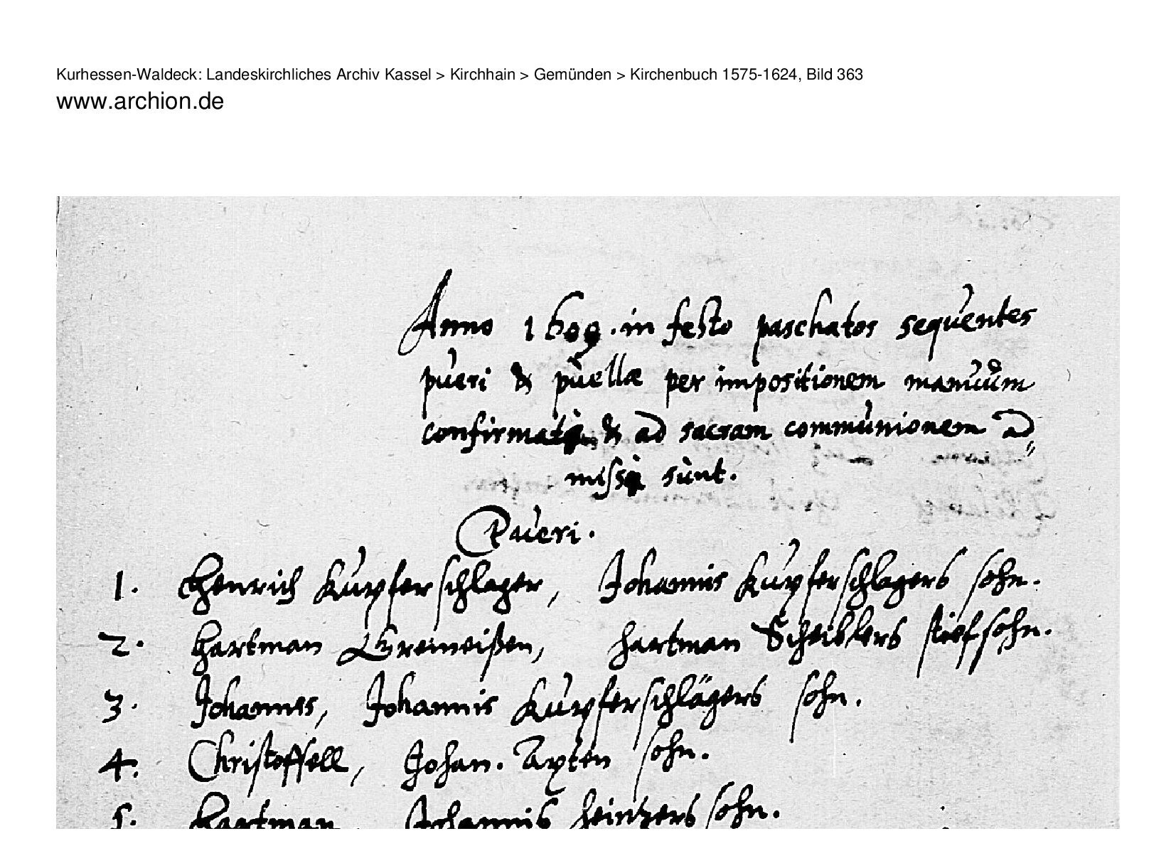 Confirmation record of Hartmann Greineissen