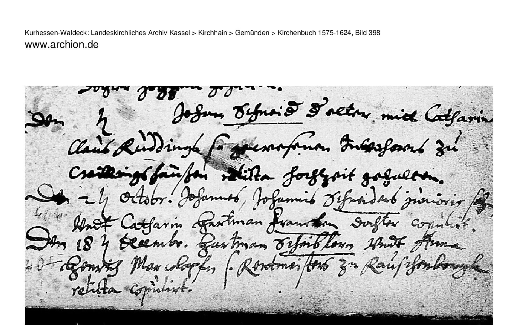 Marriage record of Hartman Scheibler and Anna Marcolph