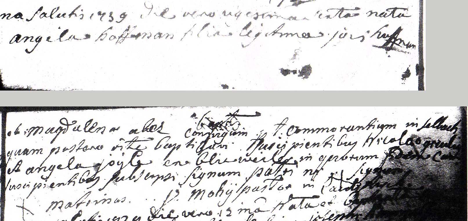 Christening record of Angela Hoffmann