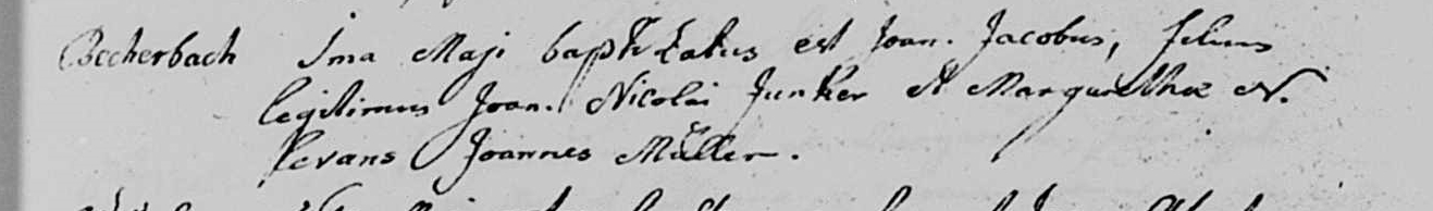 Baptism record of Joan Jacobus Junker