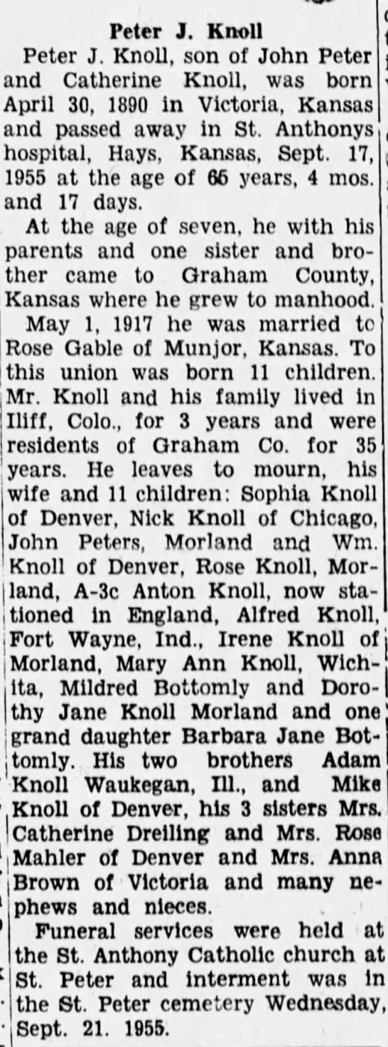 Peter J. Knoll obituary