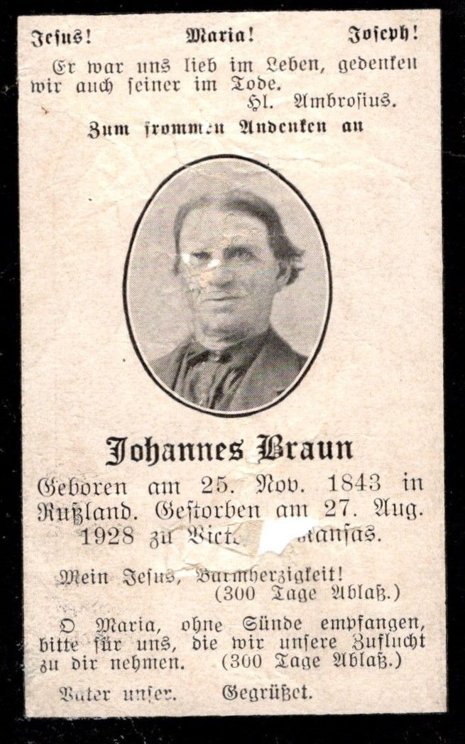 Prayer card for Johannes Braun