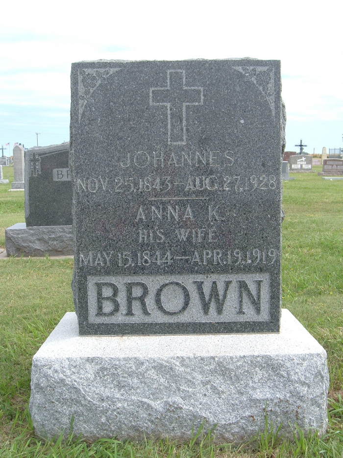 Gravestone of Johannes and Anna K. Brown