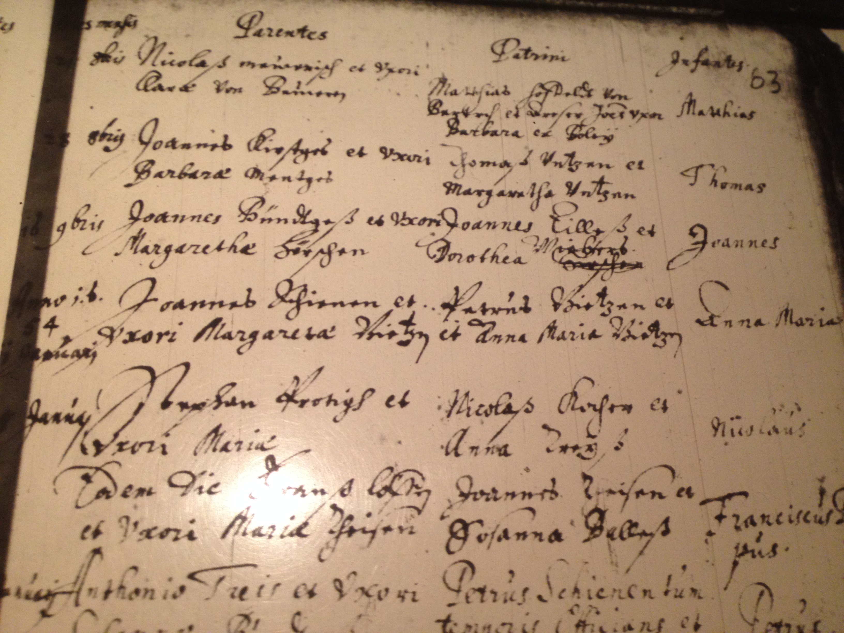 Christening record of Anna Maria Schienen