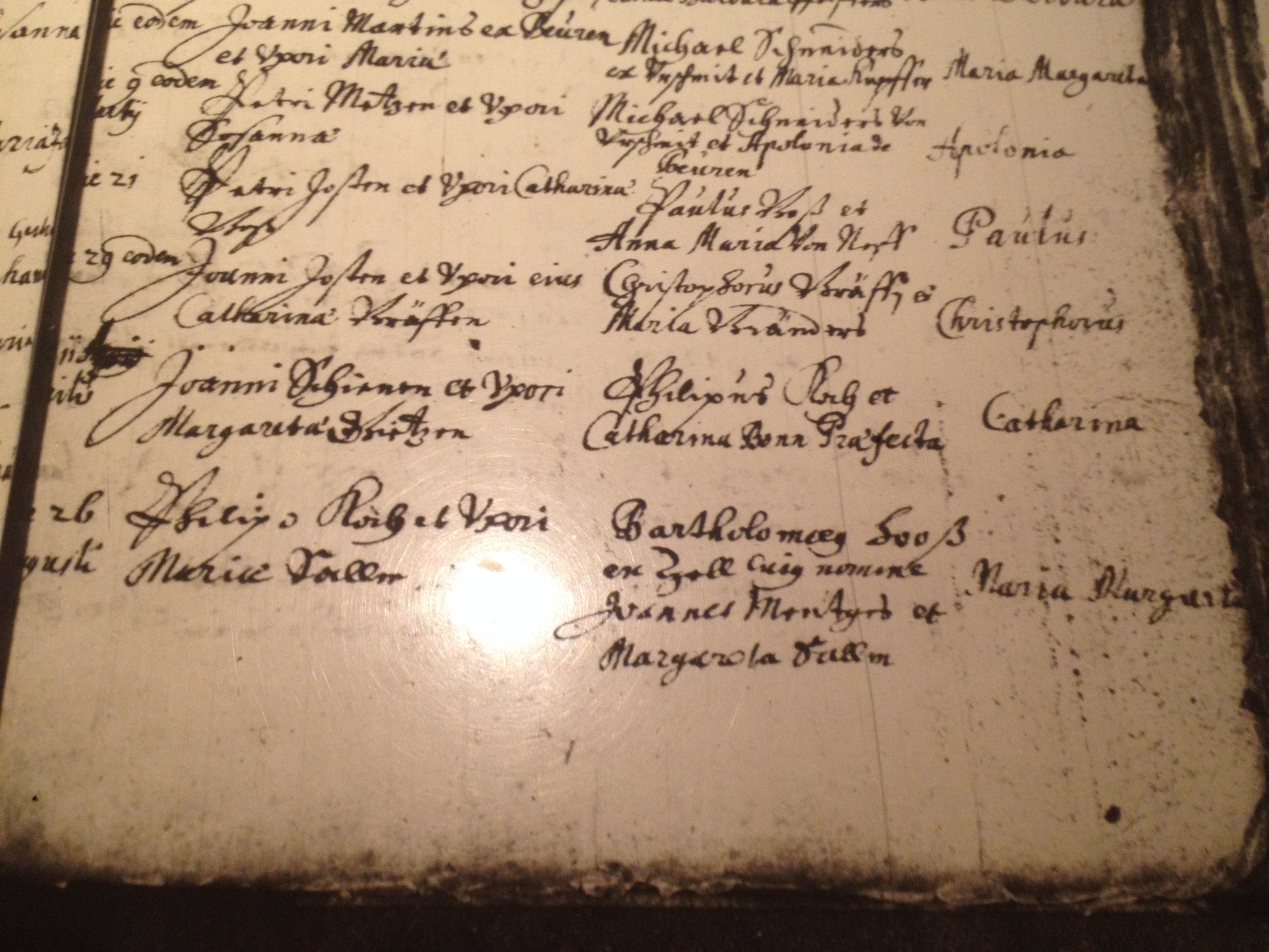 Christening record of Catharina Schienen