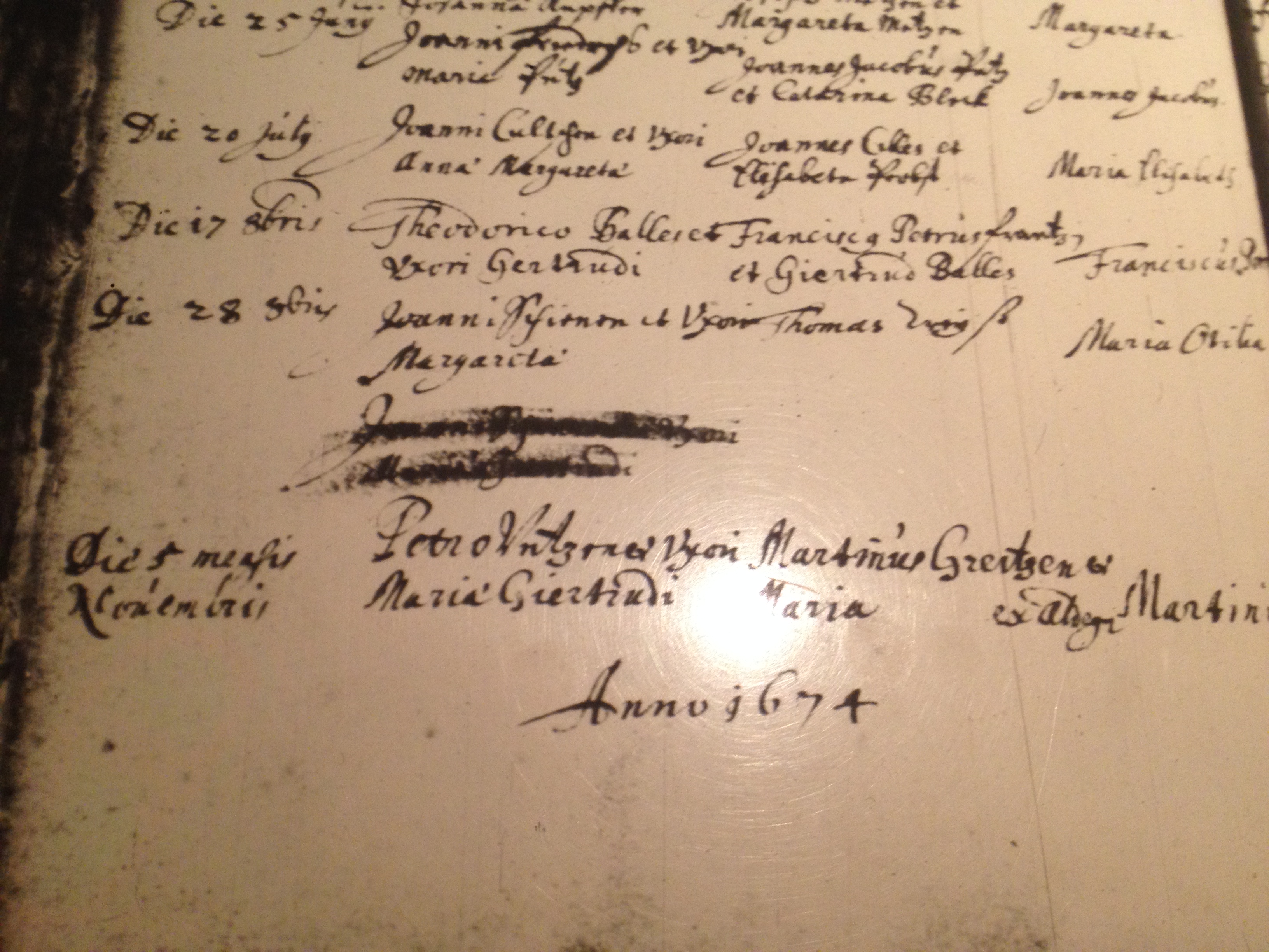 Christening record of Maria Otilia Schienen