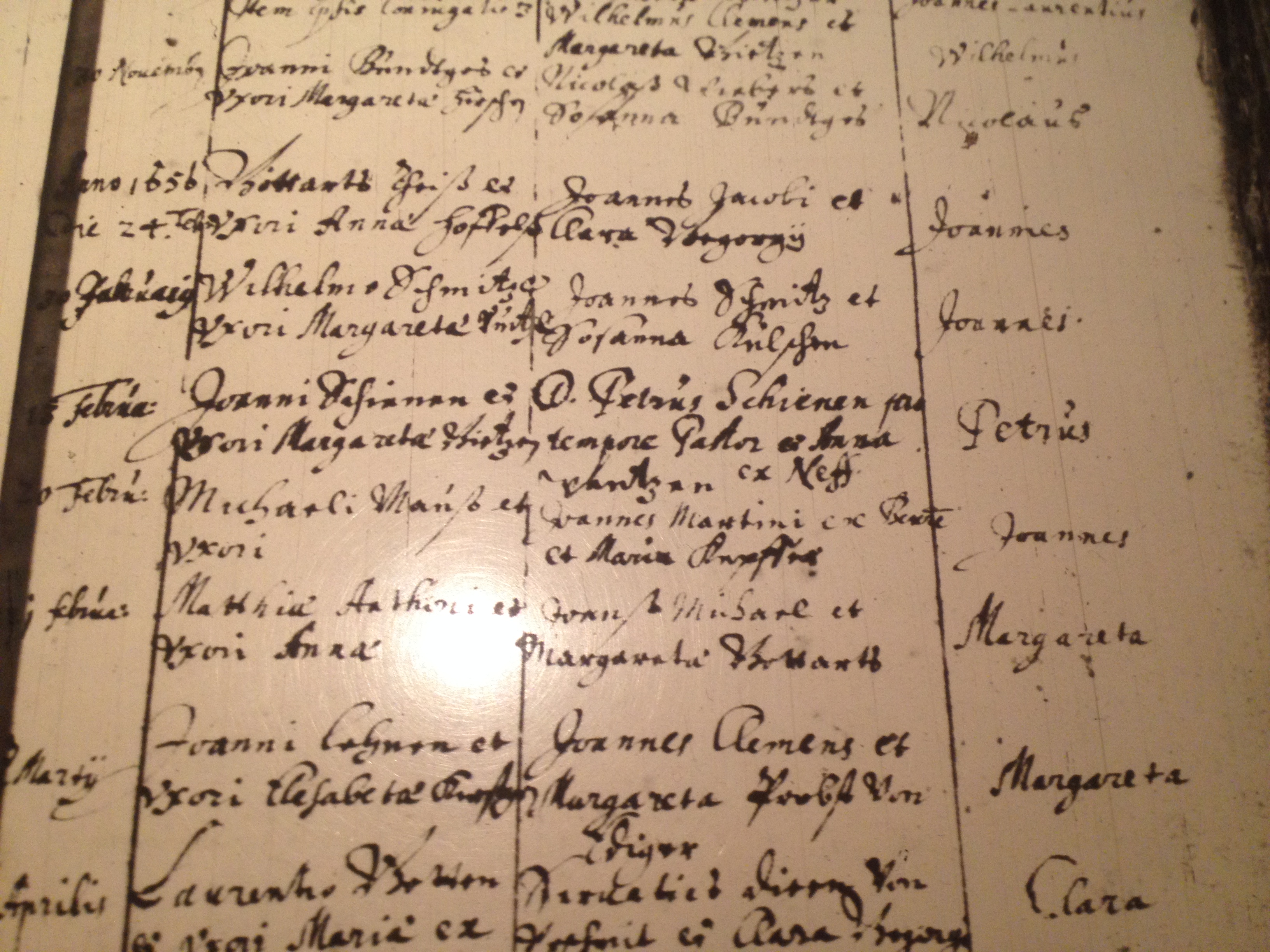 Christening record of Petrus Schienen